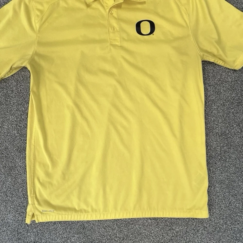 Nike Oregon Ducks Dri Fit Polo Shirt Yellow Mens Medium Athletic Golf Tee